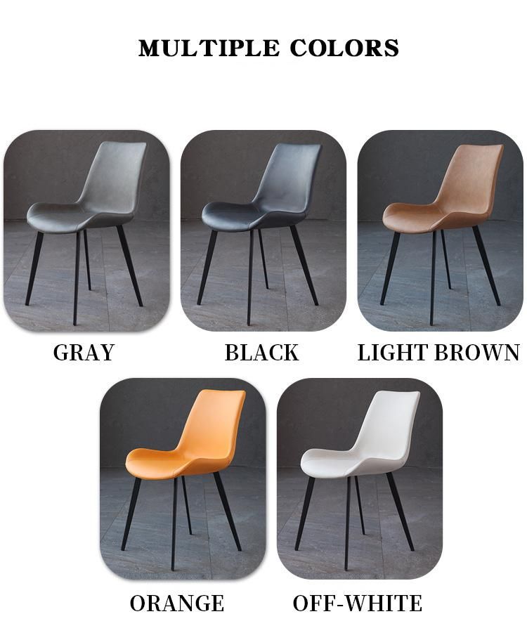 Factory Modern Furniture Hardware Armrest PU Leather Dining Chairs