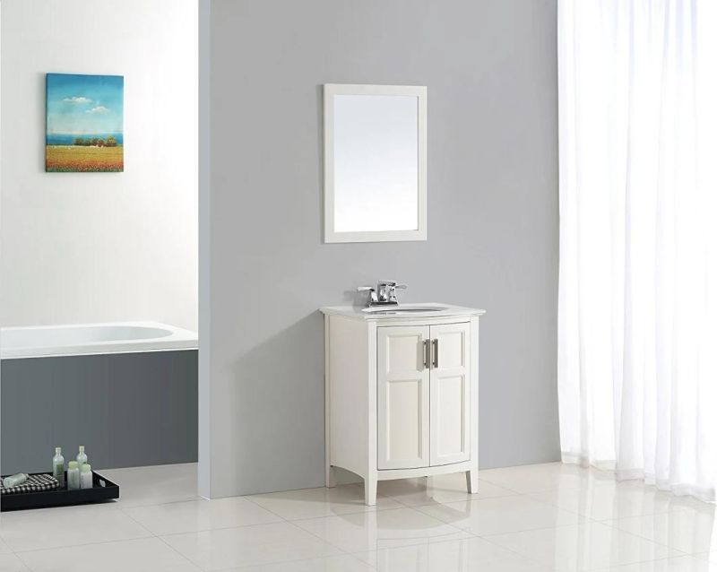 Solidwood and Plywood Modern Bathroom Cabinet with Large Storage& Ceramic Basin