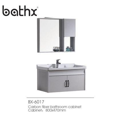 Modern Style Sanitary Ware High Quality Wall-Mounted White Carbon Fiber Bathroom Sink Cabinet with Ceramic Basin