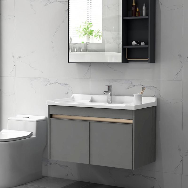 Modern Floating Bathroom Vanity Wall Mounted with Sink, Side Cabinet for Option