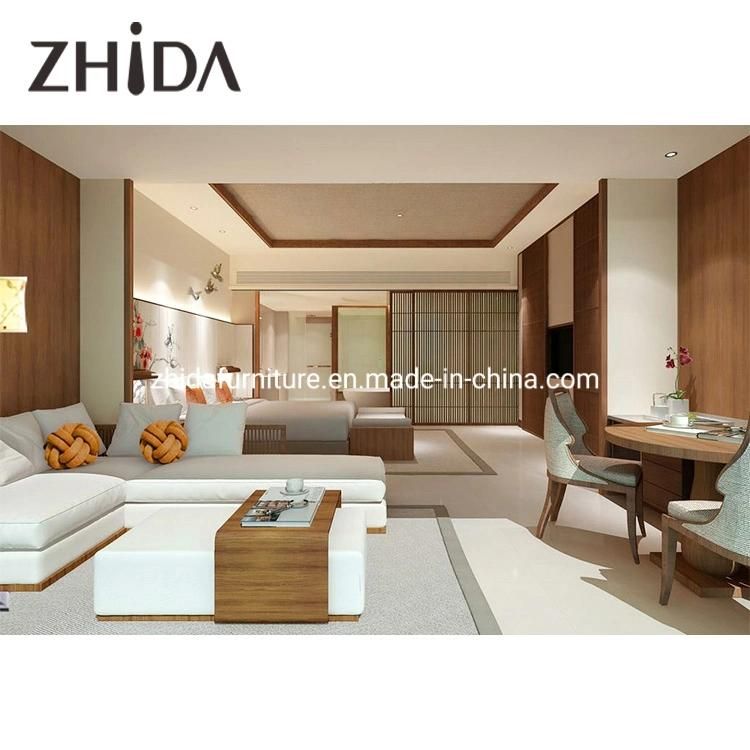 Customized Luxury Modern Wooden Hotel Furniture for Bedroom Set with Double Bed