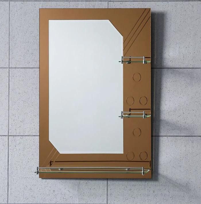 Wall Mounted 4mm Aluminum Mirror Bathroom Mirror with Shelf