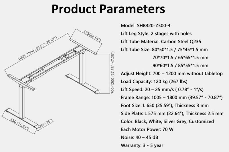 Office Furniture Adjustable Sit Stand Desk Ergonomic Standing Desk for Sale