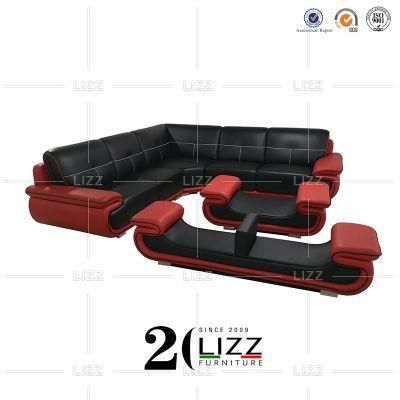 New European Style L Shape Modern Italy Leisure Sectional Geniue Leather Corner Sofa Furniture Set