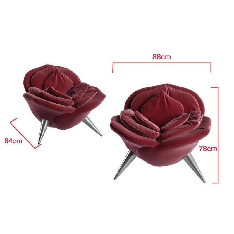 Italy Style Modern Designer Comfortable Rose Fabric Chair Unique Leisure Living Room Velvet Sofa Chair