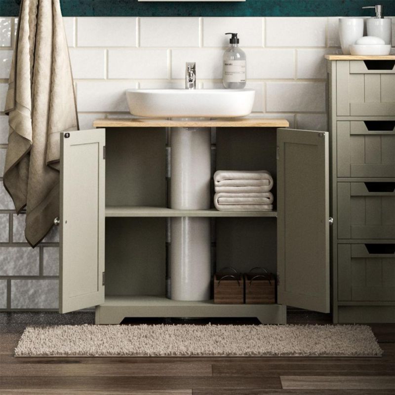 Bathroom Sink Cabinet Under Basin Unit Cupboard Storage Furniture Grey