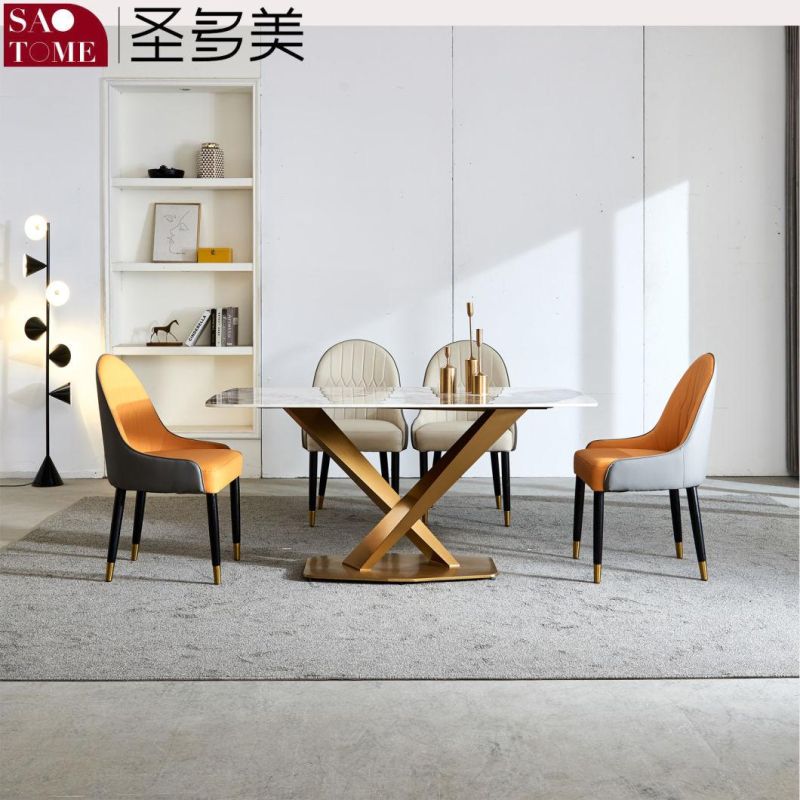 Modern Rock Board Furniture Cross Table Titanium Dining Table