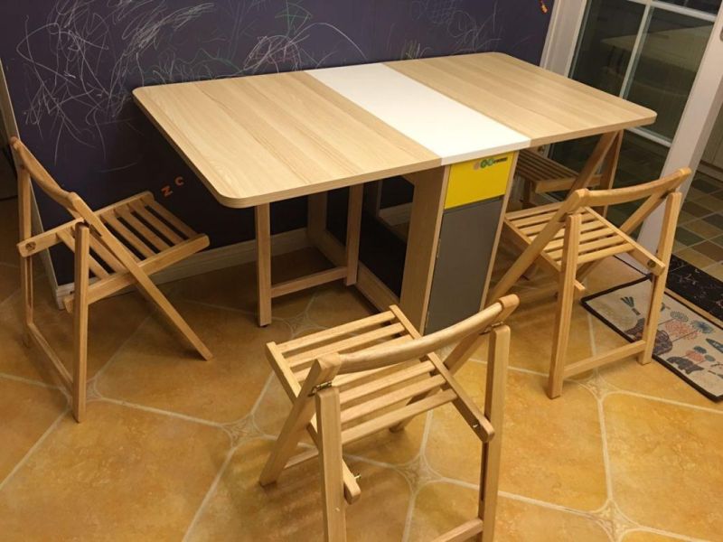 Unique Design Solid Wood Folding Table Space Saving Furniture