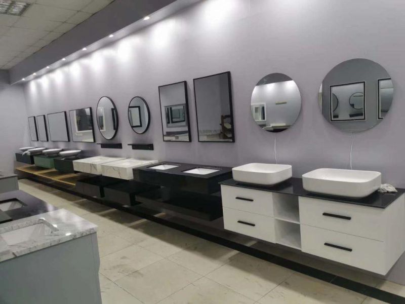 Exquisite Exterior Design White and Black Color Wall-Mounted Bathroom Furniture