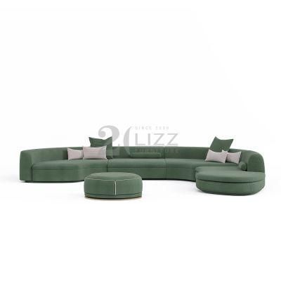 Wholesale Best Seller Leisrue Home Living Room Furniture Modern Sectional Green C Shape Fabric Velvet Office Sofa