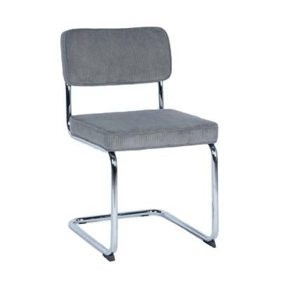 New Design Simple Style Upholstered Bow Modern Grey Fabric Dining Chairs