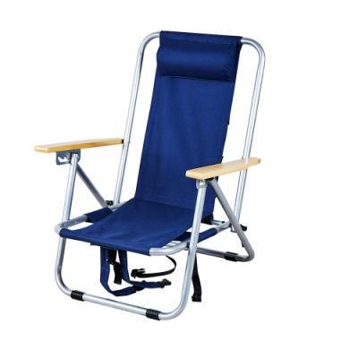 Blue Adjustable Steel Folding Beach Chair