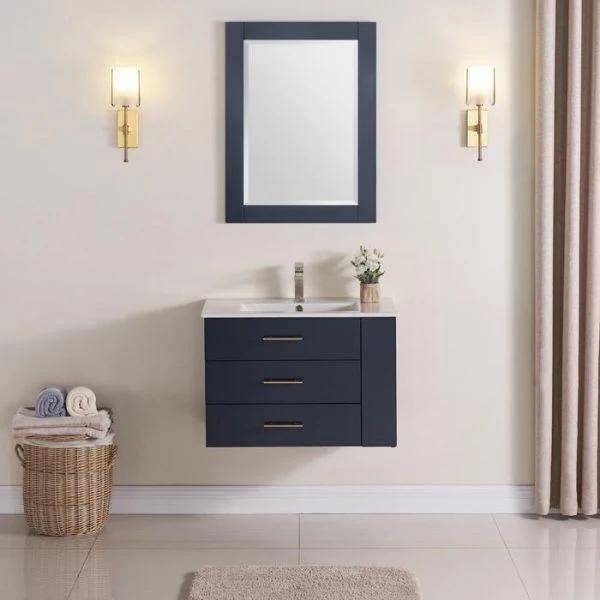 30′ ′ Color Marine Blue Flouting Bathroom Vanity Right Wide Shelf