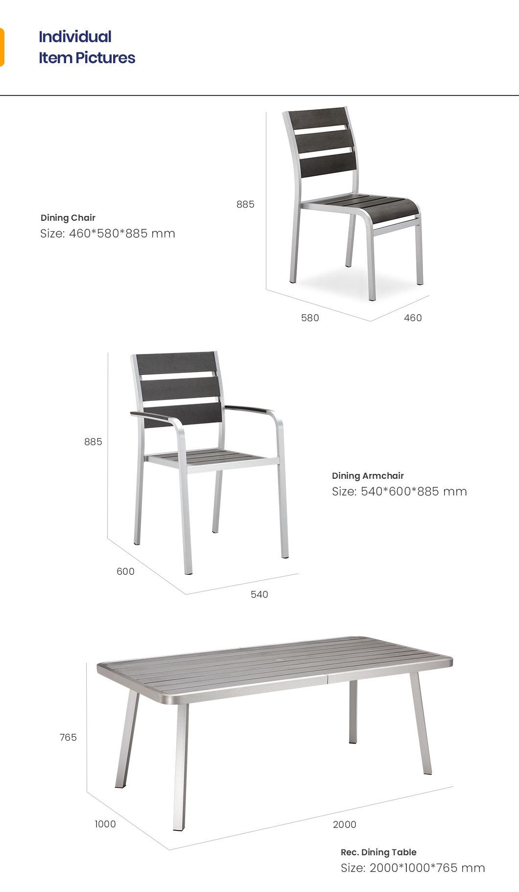 Simple Modern 7 Piece Patio Table and Chairs with Umbrella