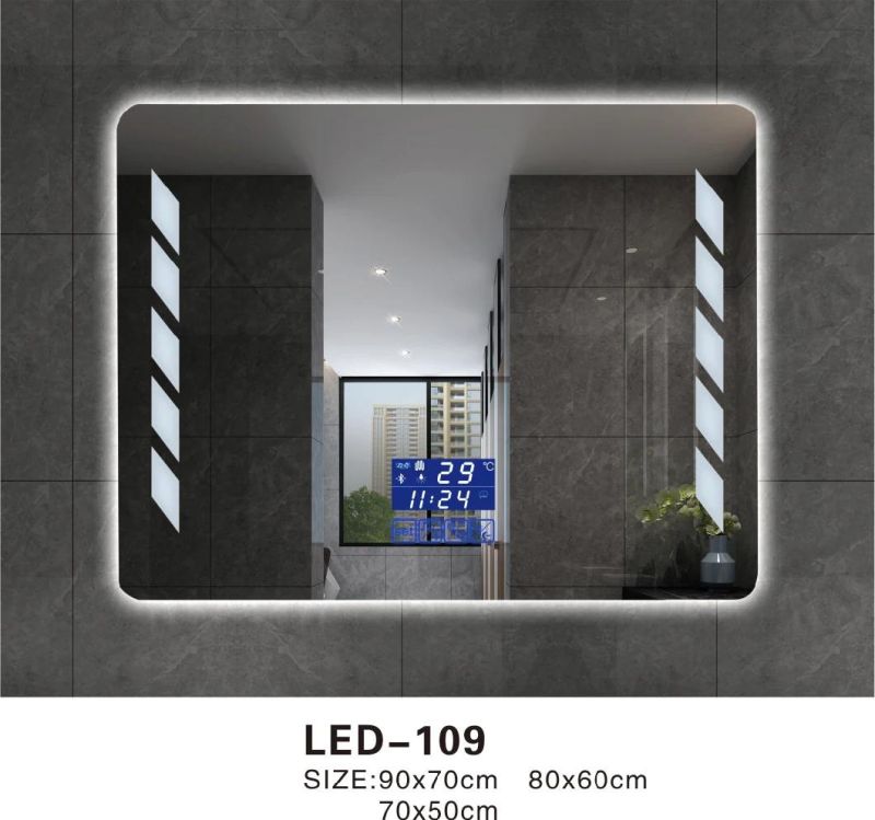 Popular Rectangle Bathroom LED Mirror with Two Sides Lights