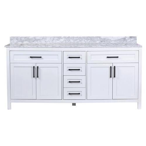 48"W X 22"D Blue Vanity and Carrara Marble Vanity Top with Rectangular Undermount Bowl