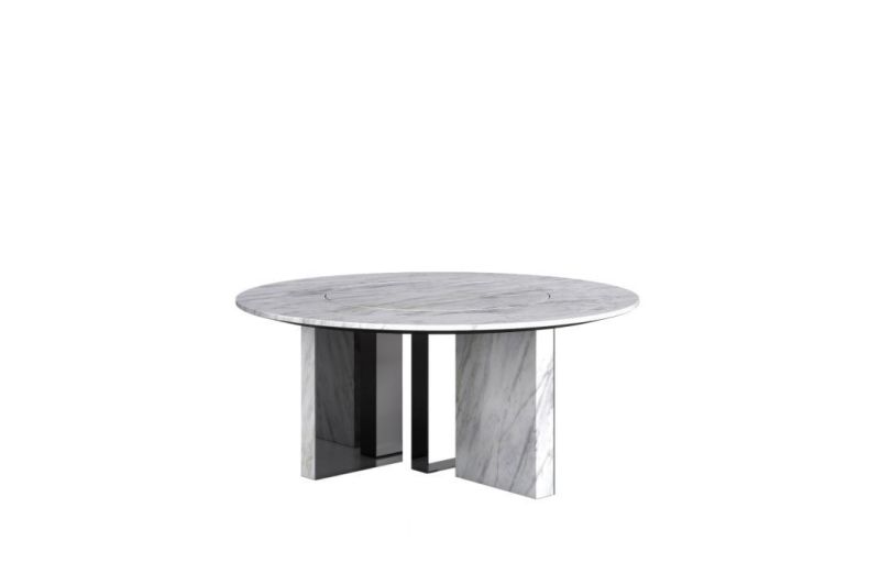 High Quality Luxury Modern Barcelona Pandora Jazz White Natural Marble Stainless Metal Restaurant Living Home Dining Table