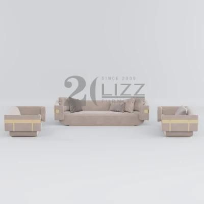 Metal Decor Unique Design Solid Wood Sofa Furniture Set Modern Luxury Couch Living Room Floor Sofa