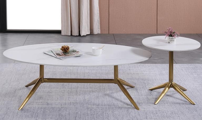 Nordic Style Home Furniture Sintered Stone MDF Top Dining Tables with Metal Legs