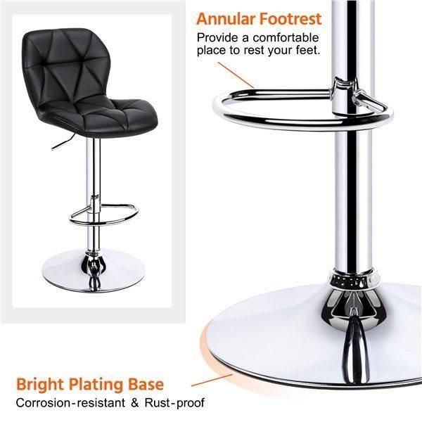 New Fashion Adjustable Swivel Gas Lift Ergonomic Back design Breathable PU Leather Seat Bar Chair Stool with Chromed Base