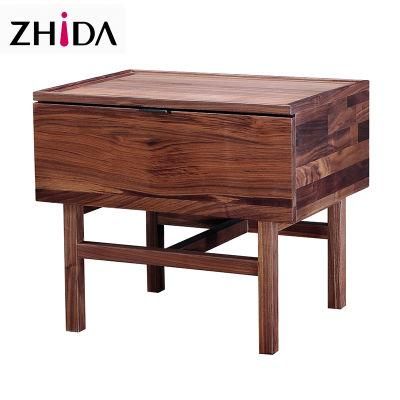 American Walnut Solid Wood Nightstand for Hotel