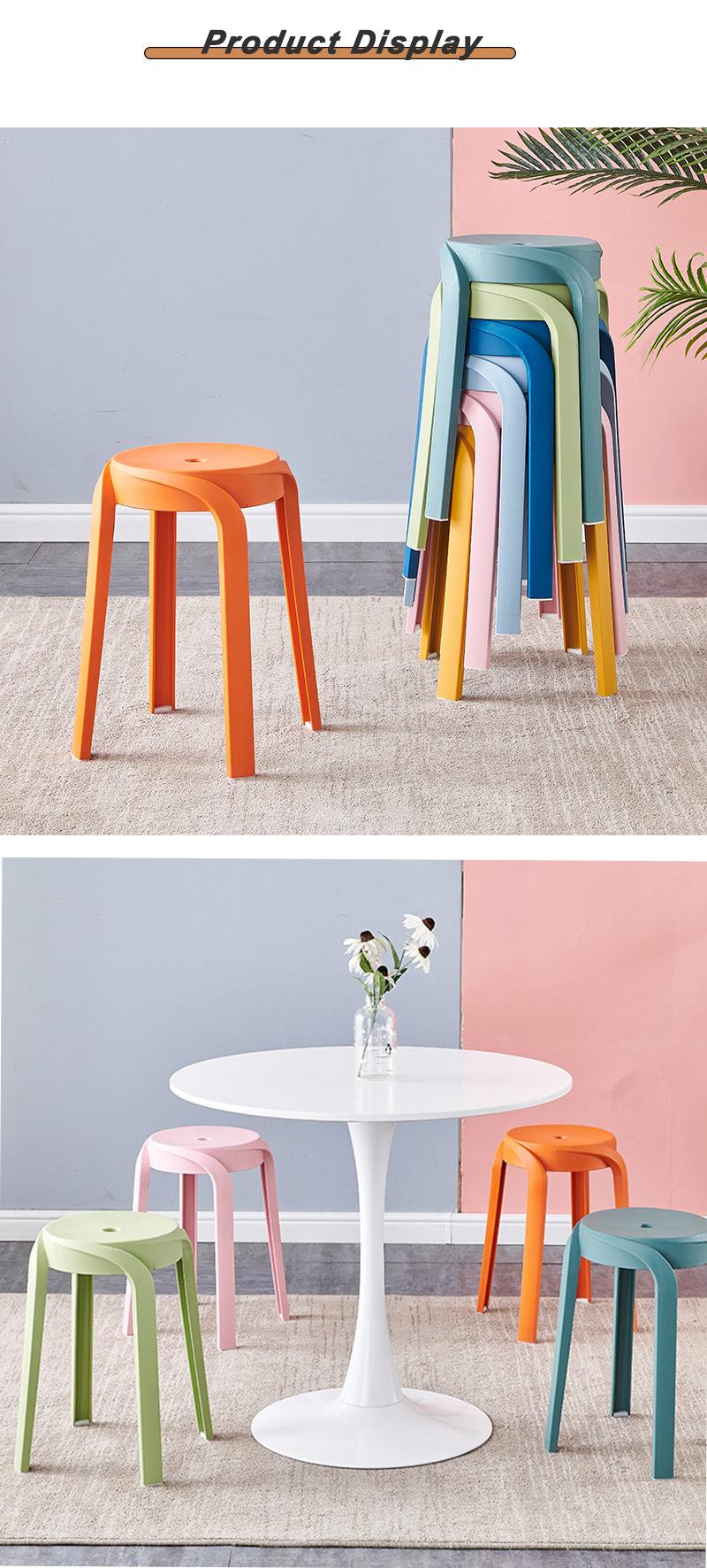 Modern Home Garden Bedroom Furniture Stackable Simple Colorful Plastic Chair Stool Chair for Cafe