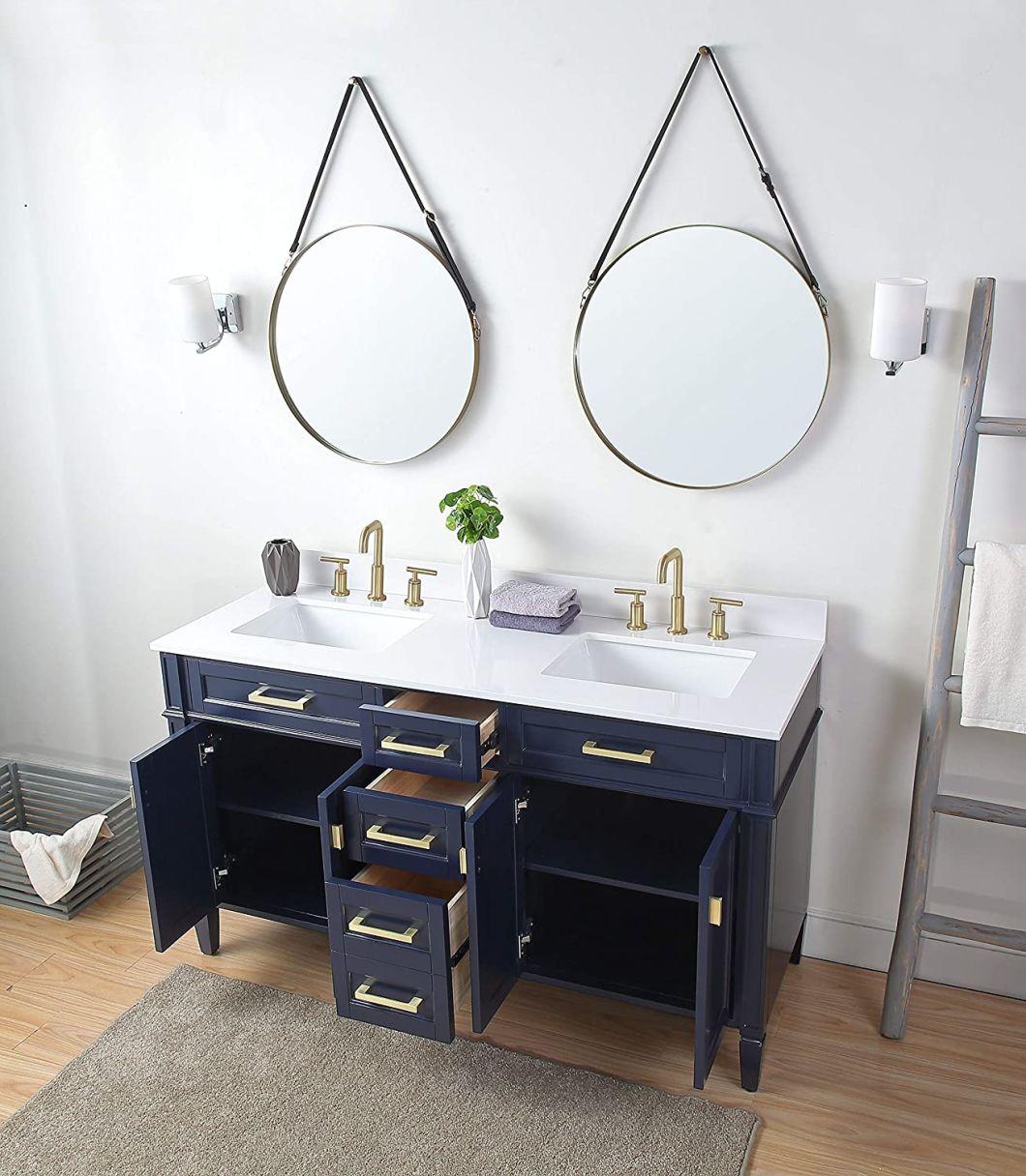 60" Durand Contemporary Modern Navy Blue Double Sink Bathroom Vanity