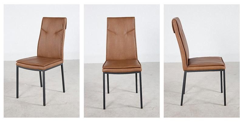 Modern Home Dining Room Furniture Special PU Back and Seat Chair with Coated Steel Tube Leg Dining Chair