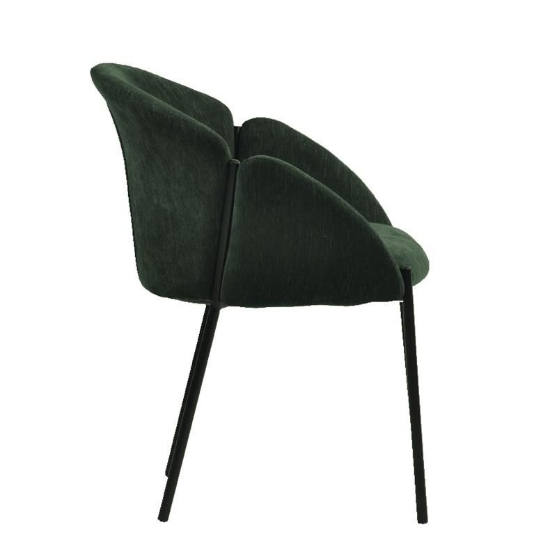 Modern Army Green Ring Back Fabric Armrest Dining Chair