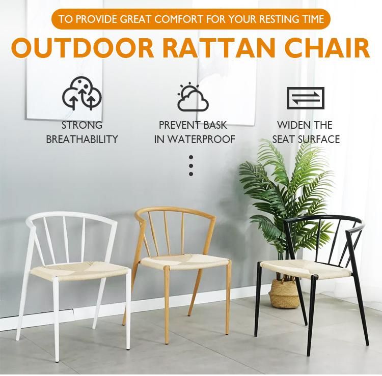 Wholesale Outdoor Metal Frame Stacking Rattan Restaurant Patio Garden Bistro Chair