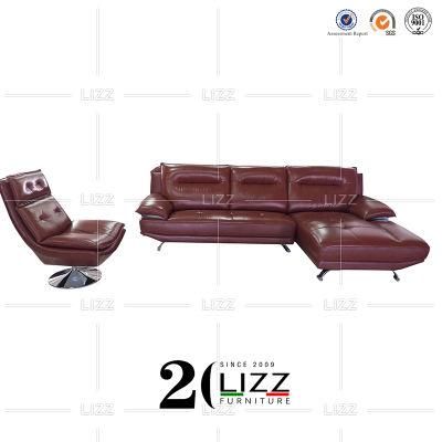 European Vintage Design Couch Living Room Sofa Furniture Modern Geniue Leather Sofa with Single Chair