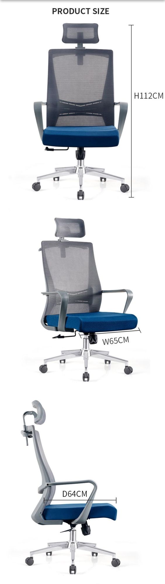 Home Modern High Quality Executive Mesh Swivel Ergonomic Office Chair Grey