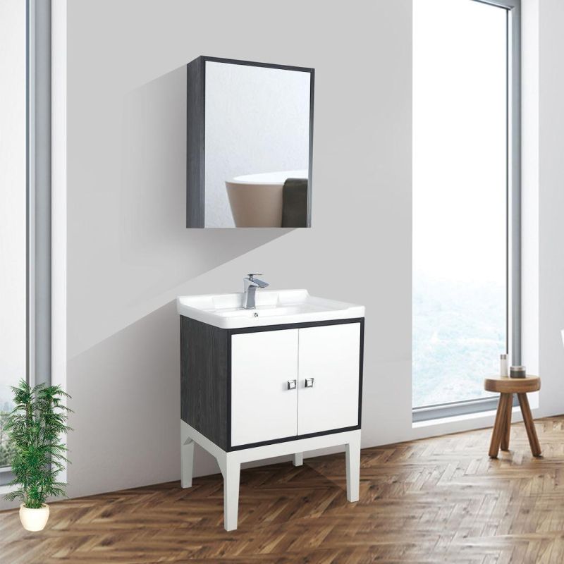 White Fashion Hot Sale PVC Bathroom Cabinet with Round Mirror