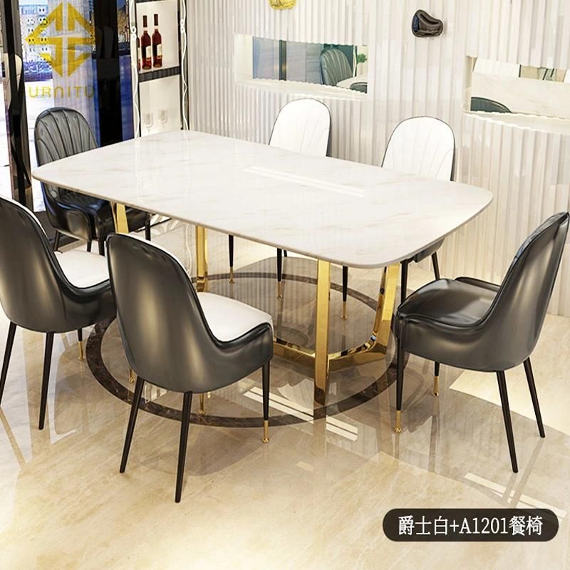 Fancy Marble Top Stainless Steel Table for Dining Room