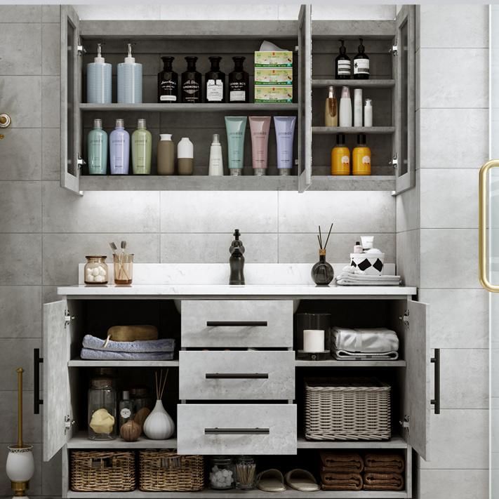 Nordic Smart Bathroom Cabinet Combination Floor-Standing Modern Minimalist Wash Face Wash Hand Basin Pool Cement Gray Vanity