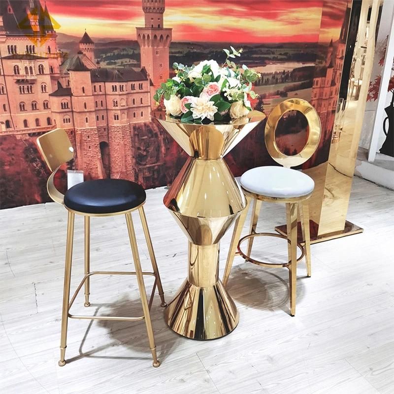 Modern Style Hotel Pub Gold Stainless Steel Frame High Metal Bar Stool