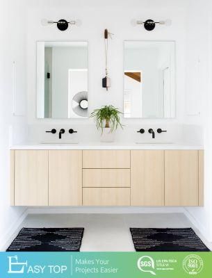 Minimal Modern Style Wall Mounting Wood Surface Bathroom Mirror Cabinet