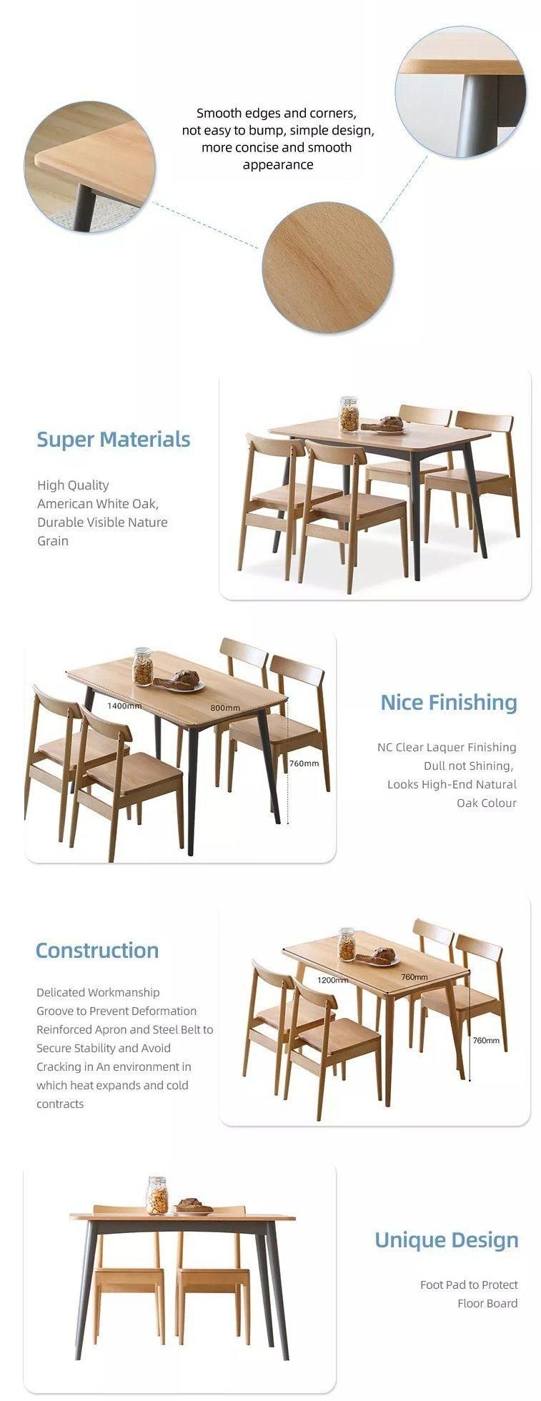 Furniture Modern Furniture Table Home Furniture Wooden Furniture Pattern Minimalist Beech Solid Wood Dining Table Set with 4 Chairs Wooden