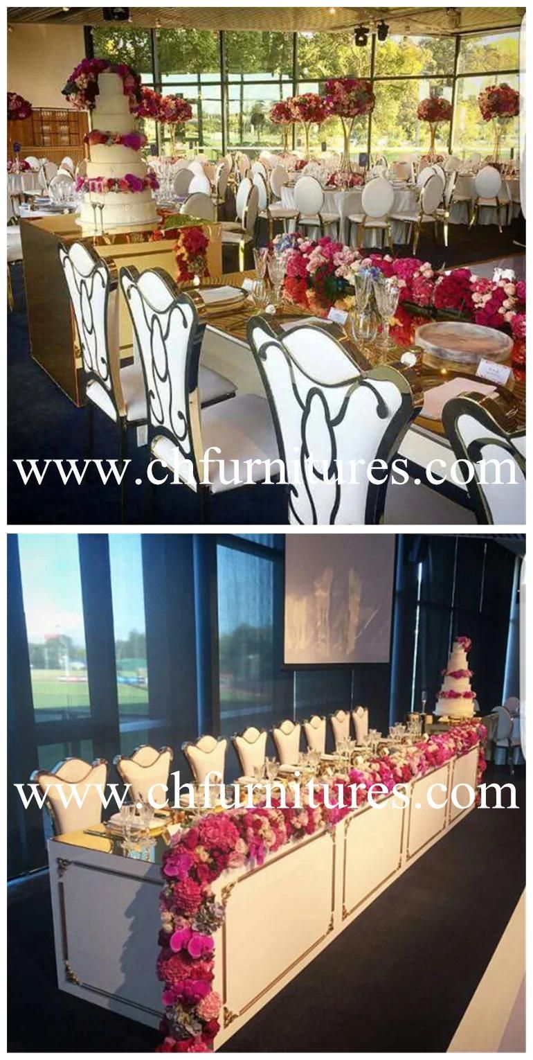 Round Back with Hollow High Quality Dining Room Wedding Gold Stainless Steel Chair Ycx-Ss28