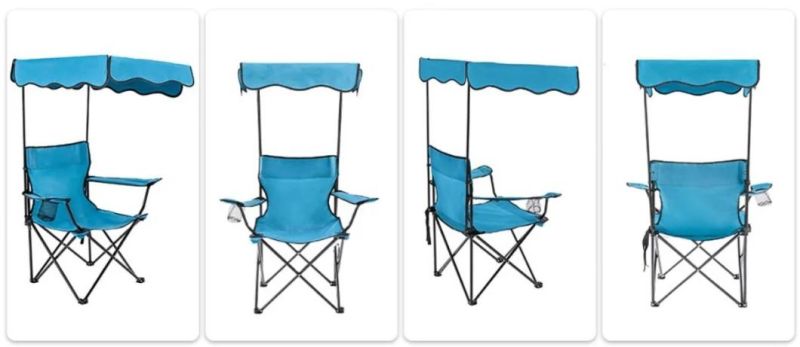 Outdoor Camping Chair, Beach Chair with Canopy Shade, Portable & Folding Camping Chair with Shade Canopy, Heavy Duty Canopy Chair with Durable Folding Seat