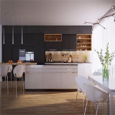 High Gloss White Flat Panel Cheap Modular Design PVC Modern Kitchen Cabinets