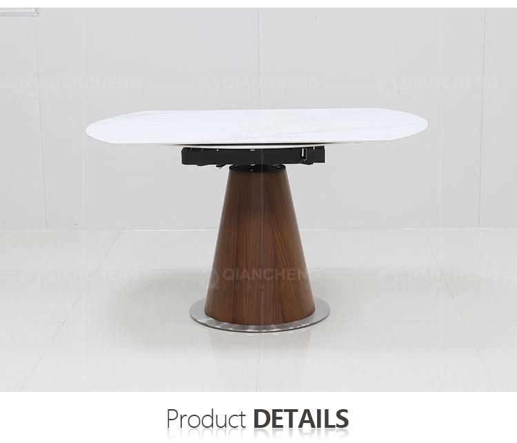 Minimalist Modern Design Dining Room Set Wooden Base Extendable Dining Table