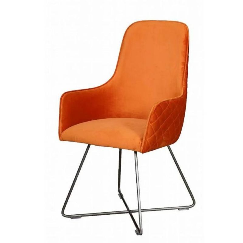 Modern Iron Frame Designer Fabric Hotel Cafes and Restaurants Dining Chair