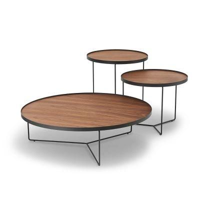 Low Price Metal Frame MDF with Veneer Top Coffee Table Tea Table