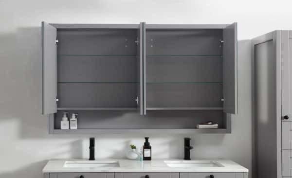 Dark Gray Vanity and Carrara Marble Vanity Top with Rectanglular Undermount Bowls