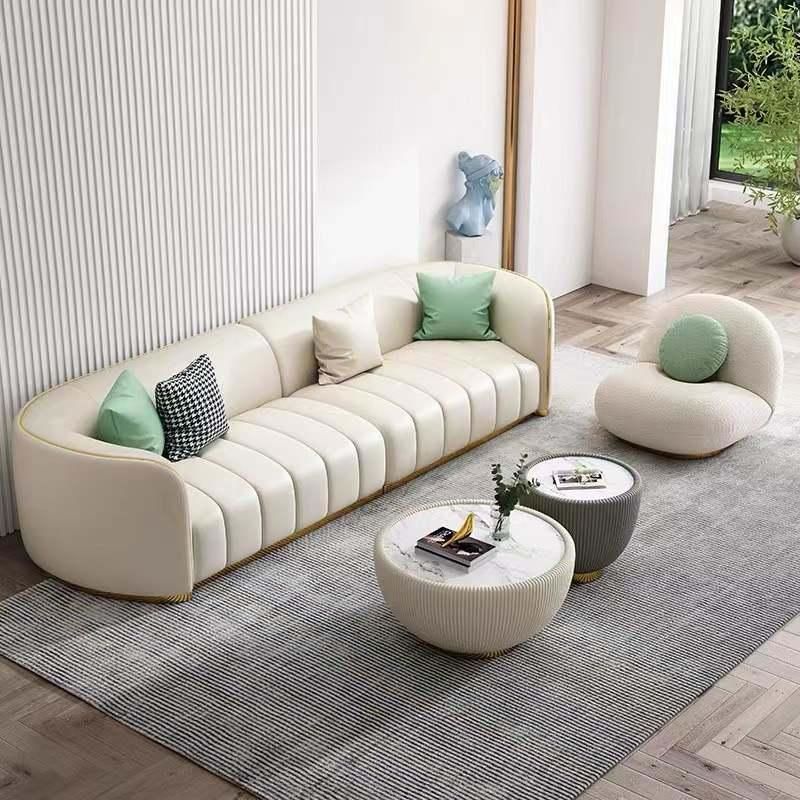 High End Italian Style Soft White Living Room Furniture Sofa Set Modern Comfortable Home Furniture Fabric L Shape Sofa