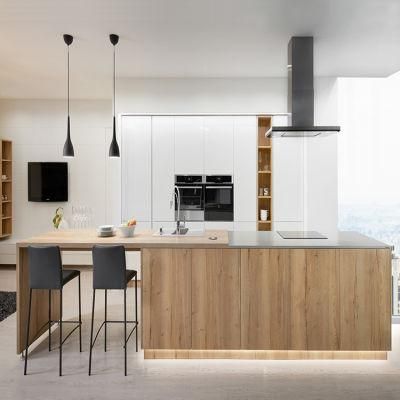 European Style Wooden Fitted Kitchen Cabinetry Set Design Modern White Melamine Wood Modular Kitchen Cabinet Design