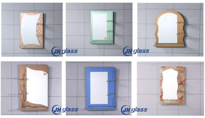 Home Decorative Bathroom Make up Resin with Shelf Double Layer Mirror