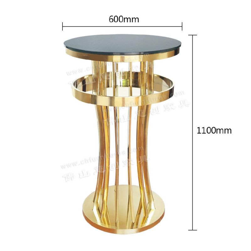 Fashion Light Luxury Bar Cafe Glass Table Stainless Steel High Bar Table