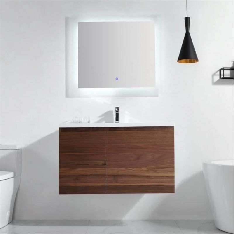 Simple Solid Wood Bathroom Furniture with Ceramics Top Modern Luxury